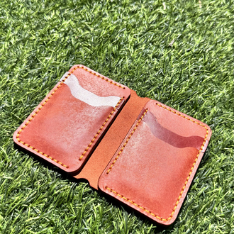 Turuncu Pueblo & Buttero El Yapımı Deri Cüzdan - 4 Kart 2 Nakit Bölmesi - 1.8mm Hakiki Deri