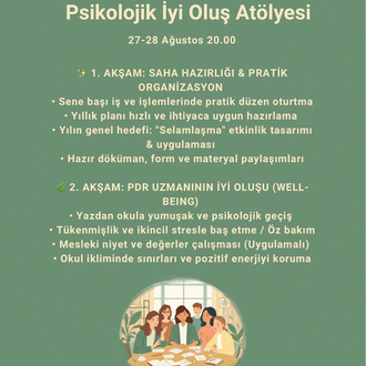 Okula Dönüş Atölyesi: Saha Hazırlığı & PDR İyi Oluşu (Canlı Atölye + Doküman Paketi)