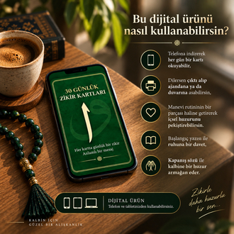 30 Günlük Dijital Zikir Kartları – Her Güne Bir Zikir ve İlham Mesajı (Dijital Ürün)