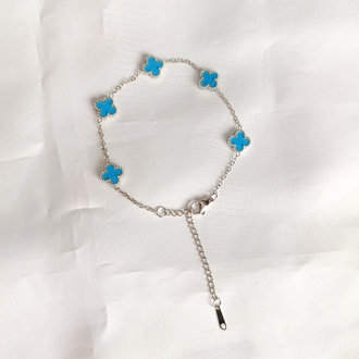 Van Cleef Mini Mavi- Gümüş Bileklik