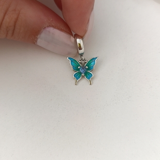 Gümüş Mavi Kelebek Charm