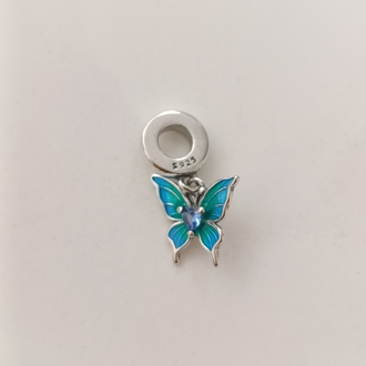 Gümüş Mavi Kelebek Charm