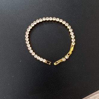 Gold Renk Beyaz Taşlı Su Yolu Bileklik
