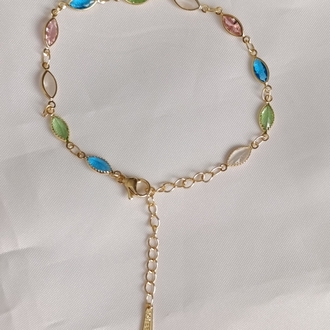 Oval Taşlı Renkli Bileklik