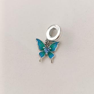 Gümüş Mavi Kelebek Charm