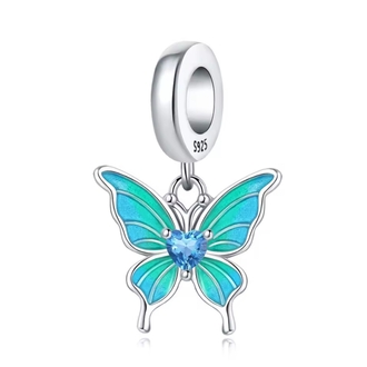 Gümüş Mavi Kelebek Charm