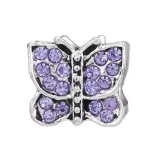 Lila Taşlı Kelebek Charm