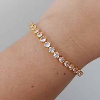 Gold Renk Beyaz Taşlı Su Yolu Bileklik