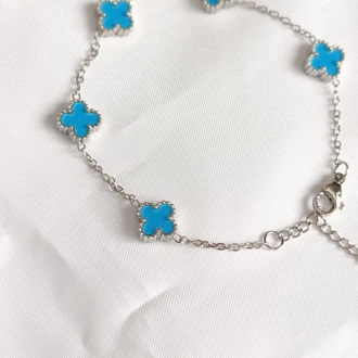 Van Cleef Mini Mavi- Gümüş Bileklik