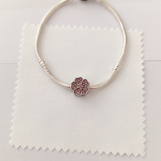 Pembe Taşlı Çiçekli Charm