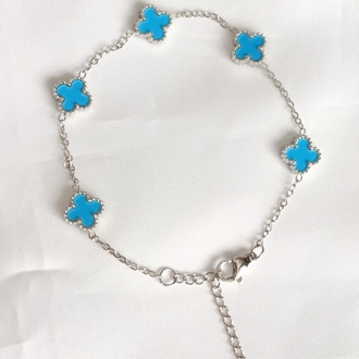 Van Cleef Mini Mavi- Gümüş Bileklik