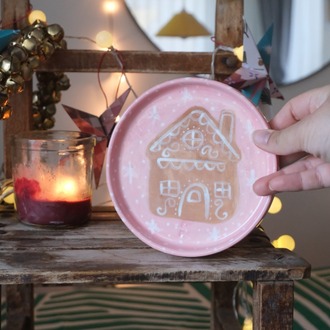 pembe kurabiye ev tabak 