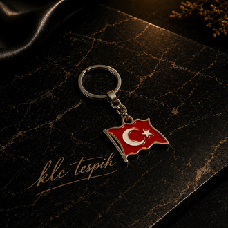 Çelik Türk Bayrağı Anahtarlık