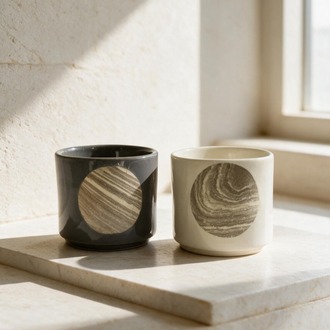 Stone Daire Detaylı Antrasit Kahve Kupası