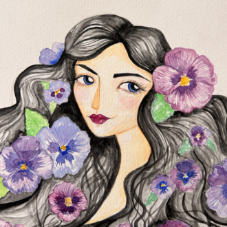 Violet // Orijinal Sulu Boya İllüstrasyon