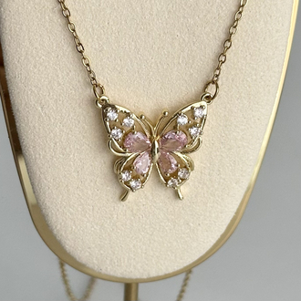 çelik | gold kelebek kolye