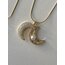 incili moon kolye | çelik