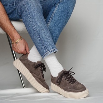 Hakiki Deri El Yapımı Vizon Süet Sneaker