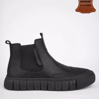Siyah Napa Hakiki Erkek Bot & Bootie 