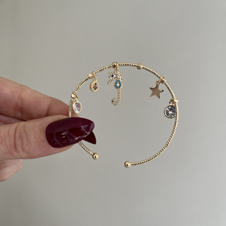 Çoklu Charm Detaylı Ayarlanabilir Kelepçe | 14k
