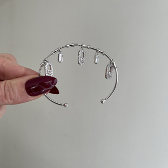 Çoklu Charm Detaylı Kelepçe | Silver