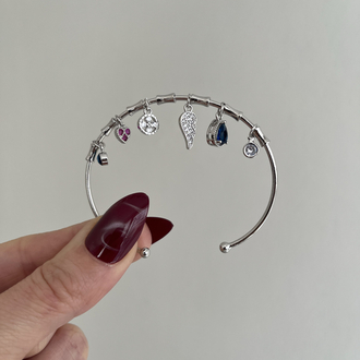 Çoklu Charm Detaylı Kelepçe | Silver