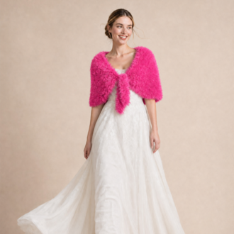  Pembe El Örgüsü Bolero Şal | Orkide