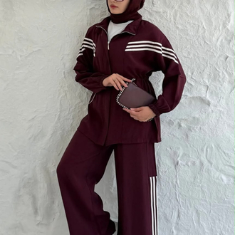 BORDO MODAL KUMAŞ ŞERİTLİ SPOR TAKIM