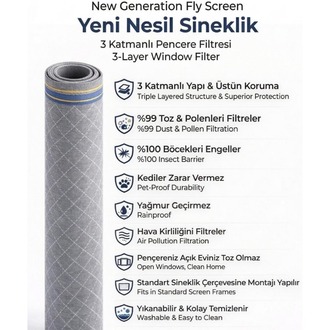 YENİ NESİL SİNEKLİK - PENCERE TOZ POLEN FİLTRESİ - ODERA