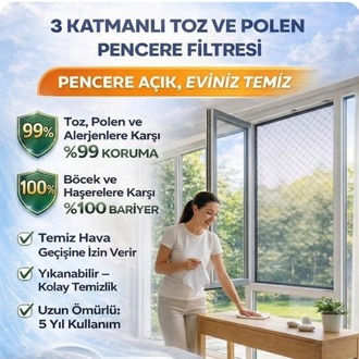 YENİ NESİL SİNEKLİK - PENCERE TOZ POLEN FİLTRESİ - ODERA