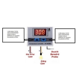 Xh-w3001 220v Ac Dijital Termostat Kablolu Fişli