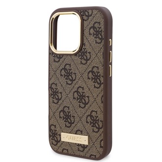 Apple iPhone 16 Pro Kılıf Guess Orjinal Lisanslı M-safe Şarj Özellikli 4G Desenli PU Metal