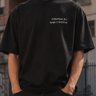 KORYN Siyah BMW Grafik Baskılı Oversize Erkek T-Shirt