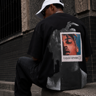KORYN Liquid Dream Siyah Oversize Erkek T-Shirt