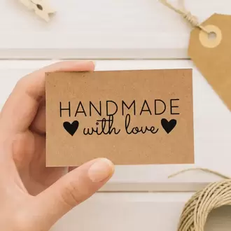Hand Made With Love Yazılı Kraft Teşekkür Kartı