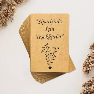 Siparişiniz İçin Teşekkürler Yazılı Kraft Teşekkür Kartı