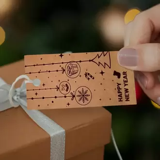 Happy New Year Temalı Merry Christmas Kraft Ürün – Paket – Ambalaj Etiketi