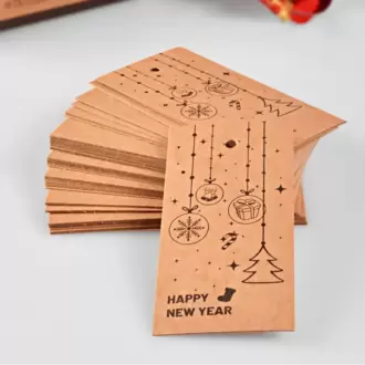 Happy New Year Temalı Merry Christmas Kraft Ürün – Paket – Ambalaj Etiketi
