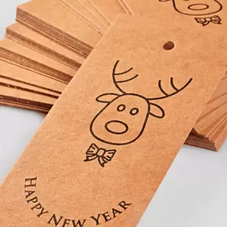 Happy New Year Temalı Kraft Ürün – Paket – Ambalaj Etiketi