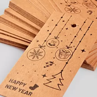 Happy New Year Temalı Merry Christmas Kraft Ürün – Paket – Ambalaj Etiketi