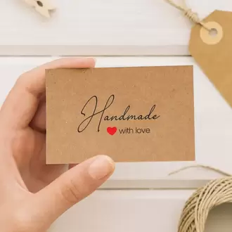 Hand Made With Love Yazılı Kraft Teşekkür Kartı