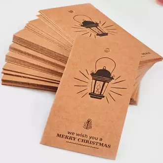 Sokak Lambası Temalı Merry Christmas Kraft Ürün – Paket – Ambalaj Etiketi