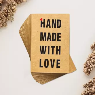 Hand Made With Love Yazılı Kraft Teşekkür Kartı