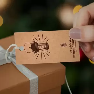 Sokak Lambası Temalı Merry Christmas Kraft Ürün – Paket – Ambalaj Etiketi