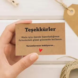 Teşekkürler Yazılı Yorum ve Puan Notlu Kraft Teşekkür Kartı