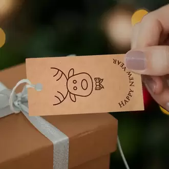 Happy New Year Temalı Kraft Ürün – Paket – Ambalaj Etiketi