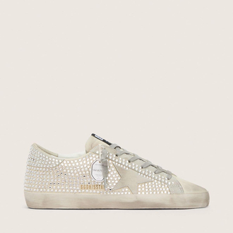 Golden Goose Super-Star in nubuck with Swarovski crystals and ice-gray suede star
