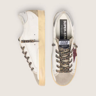 Golden Goose Super-Star with burgundy glitter star and silver heel tab ( Premıum )