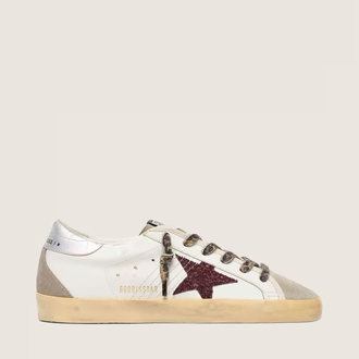 Golden Goose Super-Star with burgundy glitter star and silver heel tab ( Premıum )