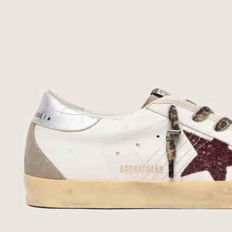 Golden Goose Super-Star with burgundy glitter star and silver heel tab ( Premıum )